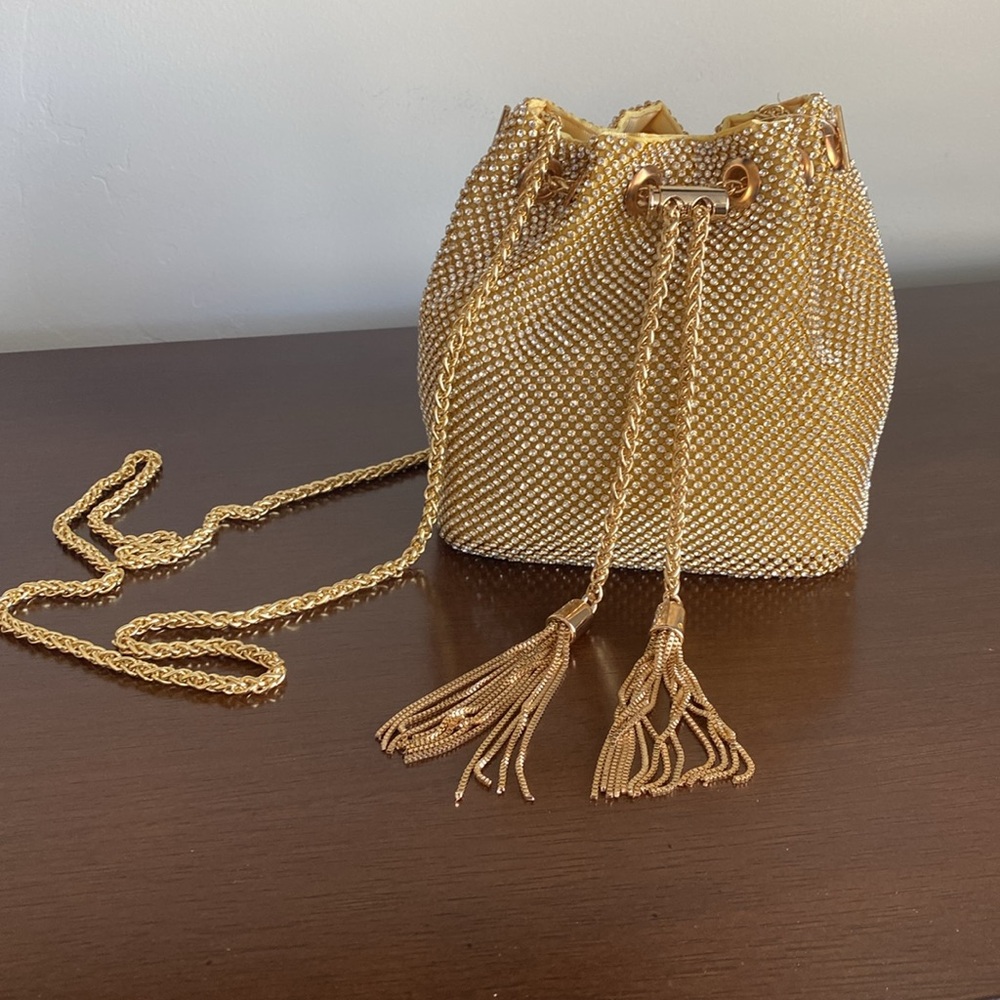 NWT - Gold Crystal Bucket Bag